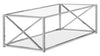 Coral 44\" Modern Glass Top Coffee Table - Chrome with Metal Base