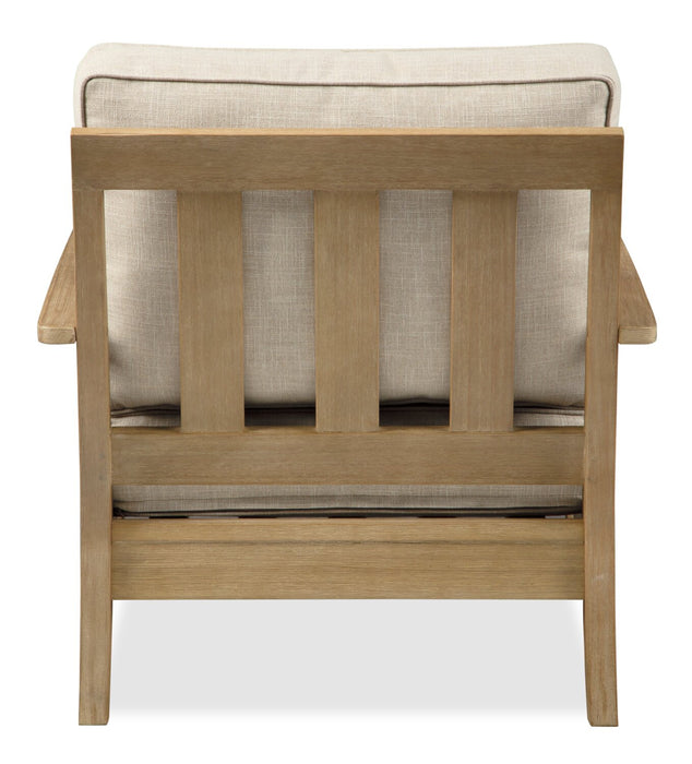 Juno Outdoor Patio Chair - Eucalyptus Wood & Nuvella Fabric, UV & Weather Resistant - Natural/Beige