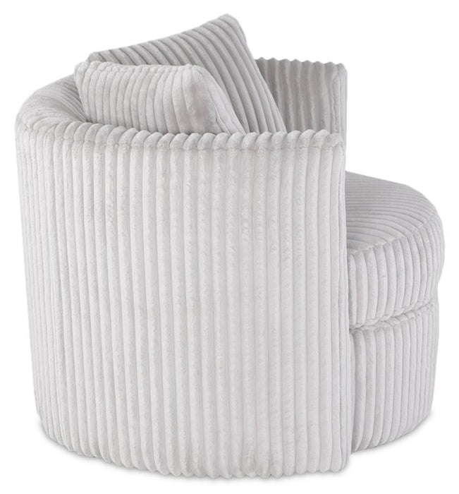 Made in Canada Petite 36\" Chenille Fabric Swivel Cuddler Accent Chair - Groove Mist Grey