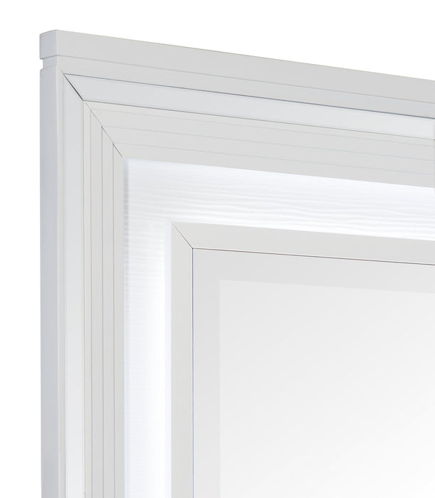 Max Bedroom Dresser Mirror with LED Light, Glam - White
