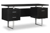 Teagan 60\" Reversible Office Desk with 3-Drawers - Espresso