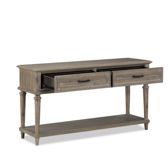 Winston 54\" Rustic Sofa Table with Storage and Shelf - Light Brown with Driftwood Finish