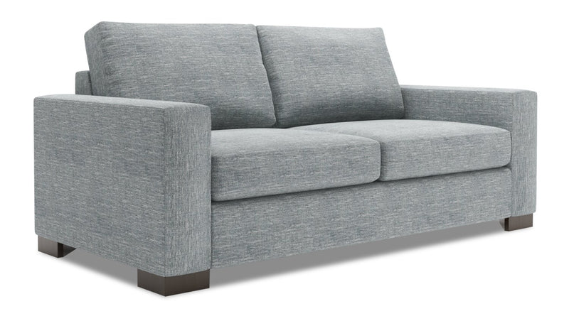 Made in Canada Customizable Sofa Lab Track 75\" Linen-Look Fabric Condo Size Sofa with Track Arms - Luna Pewter Grey