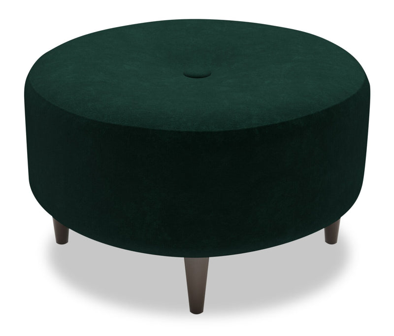 Made in Canada Customizable Sofa Lab The Curve 31\" Velvet Fabric Ottoman - Hunter Green