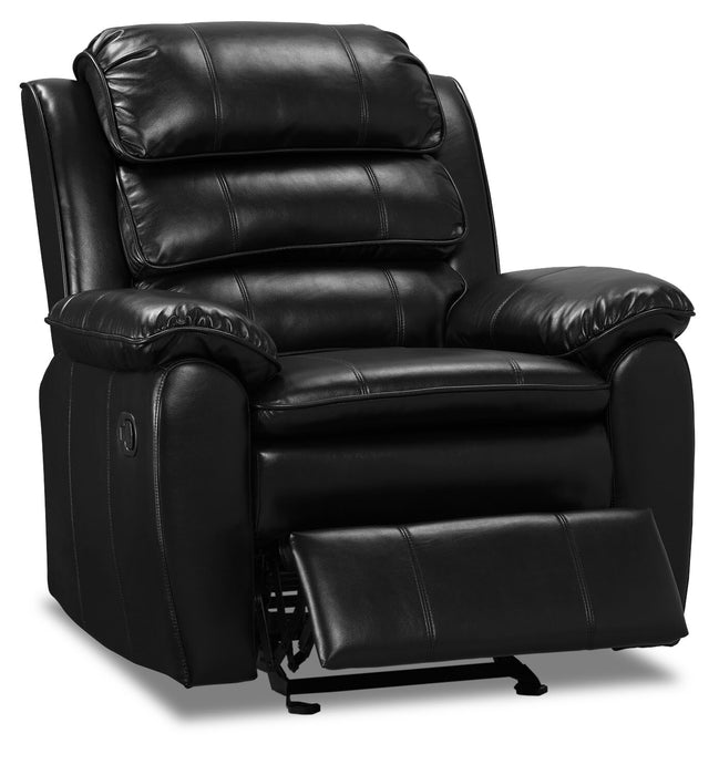 Adam 34.45\" Leather-Look Fabric Glider Reclining Chair - Black