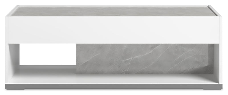 Marla 47.25\" Modern Coffee Table with Shelf - White and Grey with Marble Look