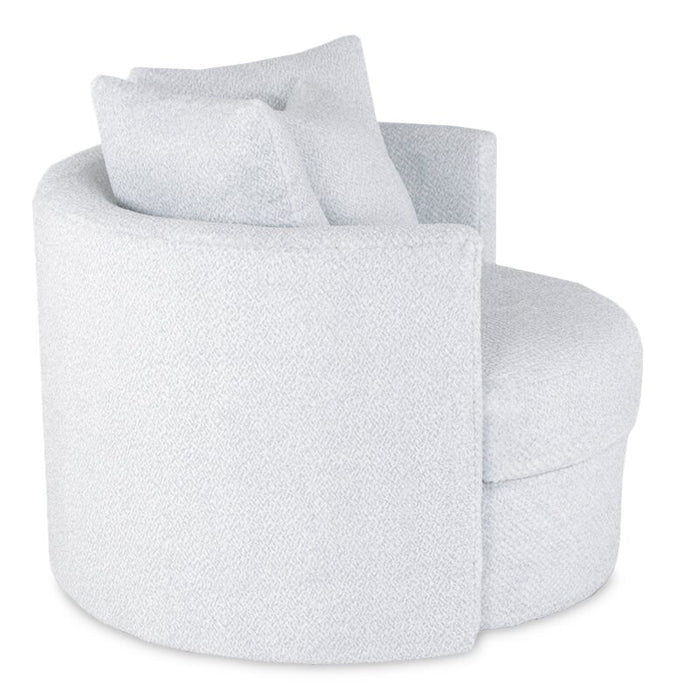 Made in Canada Midi 42\" Chenille Fabric Swivel Cuddler Accent Chair - Teddy Star Grey