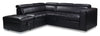 Drake 3-Piece Left-Facing Leather-Look Fabric Sleeper Sectional with Storage Ottoman - Black