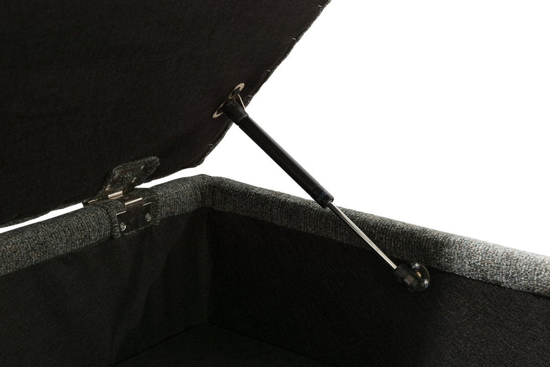 Made in Canada Verona 44\" Linen-Look Fabric Storage Ottoman - Charcoal Grey