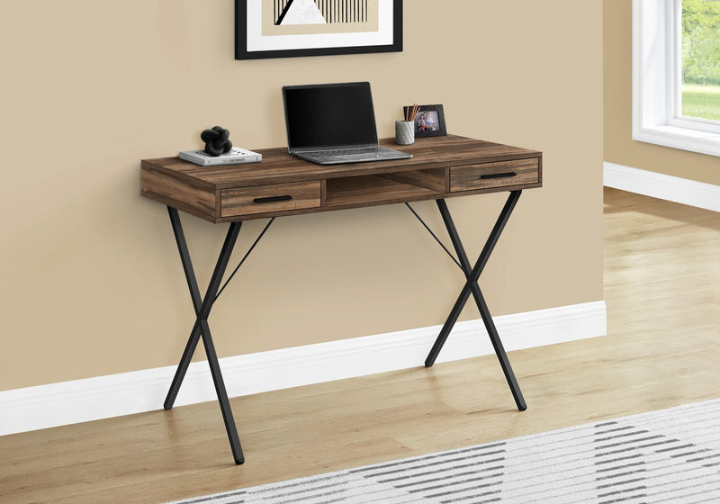 Rowan 42\" Office Desk with 2-Drawers & Cubbyhole - Brown