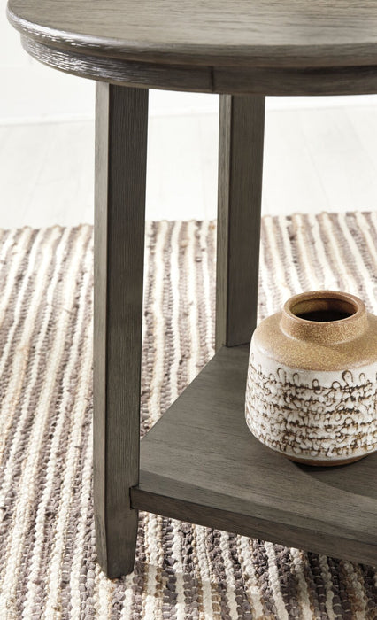 Caitbrook 40.13\" Rustic 3-Pack Coffee + 2 End Tables with Shelf - Grey Wood