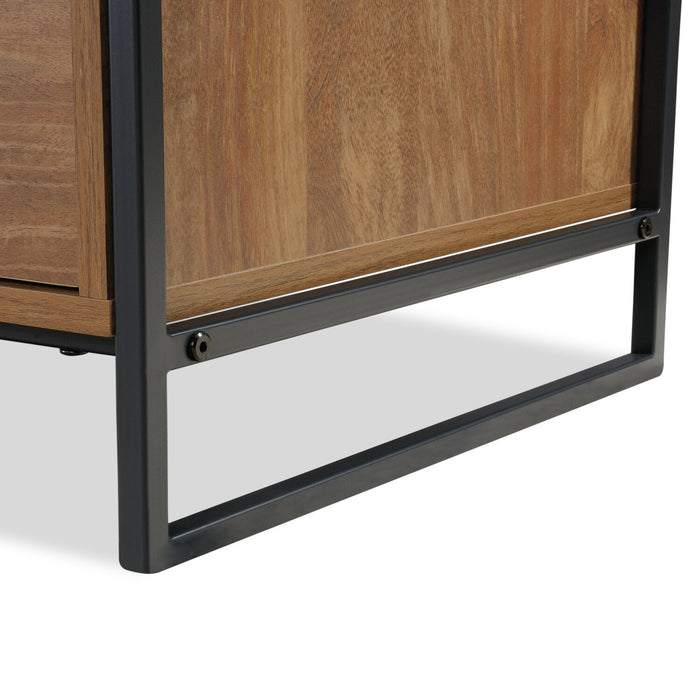 Taryn 59.69\" L-Shaped Office Desk with 2-Drawers - White & Light Brown