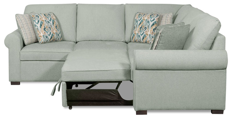 Scott Living Haven 2-Piece Right-Facing Chenille Fabric Sleeper Sectional - Seafoam Blue