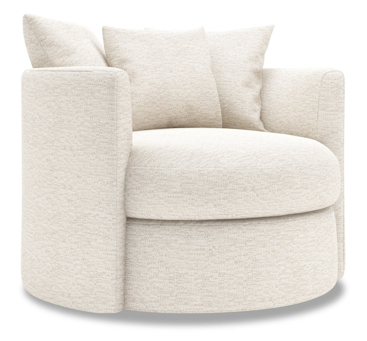 Made in Canada Sofa Lab Customizable Nest 41\" Chenille Fabric Swivel Accent Chair - Luxury Sand Beige