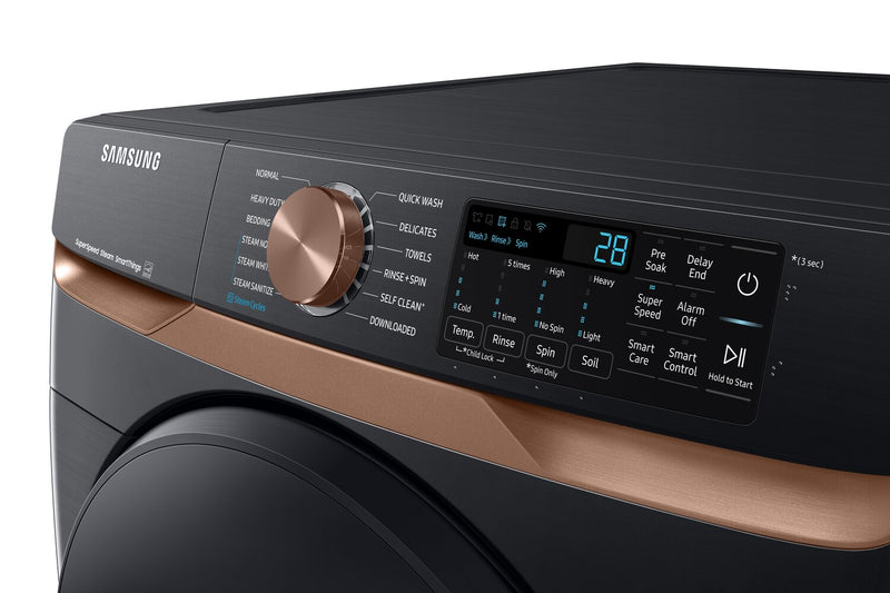 Samsung 5.8 Cu. Ft. Front-Load Steam Washer - Black Stainless Steel - Stackable - WF50BG8300AVUS