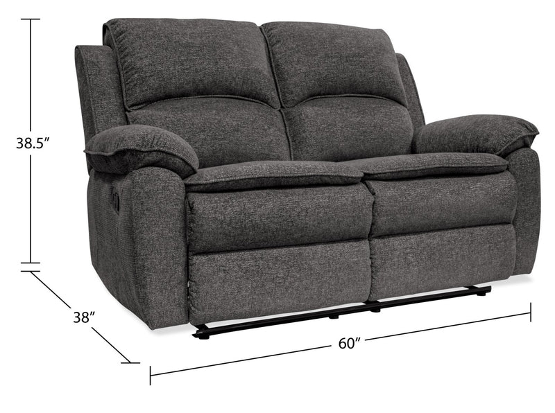 Chandler 60\" Chenille Fabric Reclining Loveseat - Grey