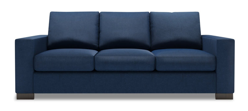 Made in Canada Customizable Sofa Lab Track 85\" Linen-Look Fabric Sofa with Track Arms - Pax Navy Blue