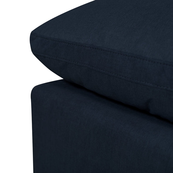 Eclipse Modular 43\" Linen-Look Fabric Ottoman with Feather Down Cushion - Navy Blue
