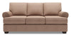 Made in Canada Customizable Sofa Lab Roll 86\" Linen-Look Fabric Sofa with Rolled Arms - Pax Wicker Brown