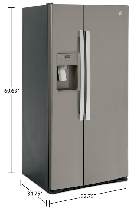 GE 33\" 23.2 Cu. Ft. Side-by-Side Refrigerator - Slate - GSS23GMPES
