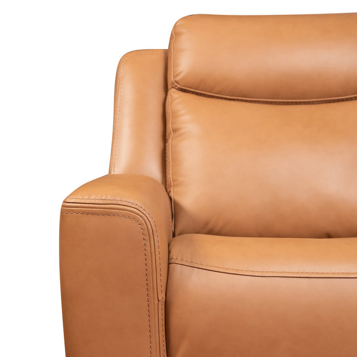 Scott Living Prescott 79\" Genuine Leather Power Reclining Loveseat with Power Headrests - Butternut Brown