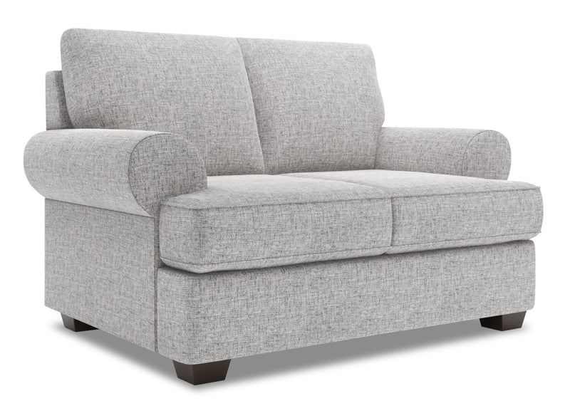 Made in Canada Customizable Sofa Lab Roll 64\" Linen-Look Fabric Loveseat with Rolled Arms - Luna Domino Grey