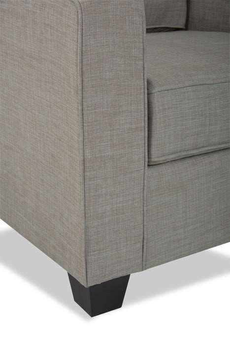 Made in Canada Sawyer 35\" Linen-Look Fabric Chair with Reversible Cushions and Track Arms - Light Grey