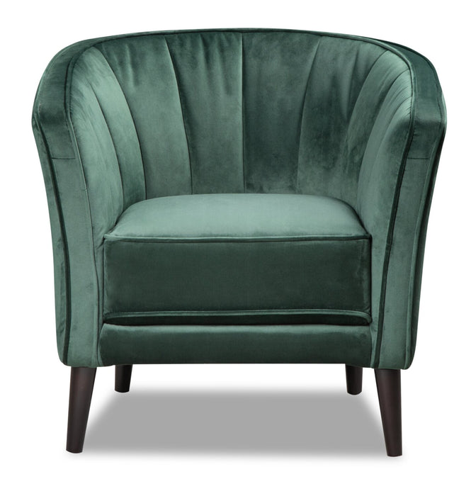 Brinley 29\" Velvet Fabric Accent Chair with Wood Legs - Green