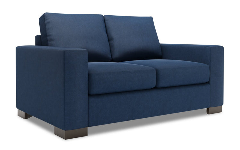 Made in Canada Customizable Sofa Lab Track  62\" Linen-Look Fabric Loveseat with Track Arms - Pax Navy Blue