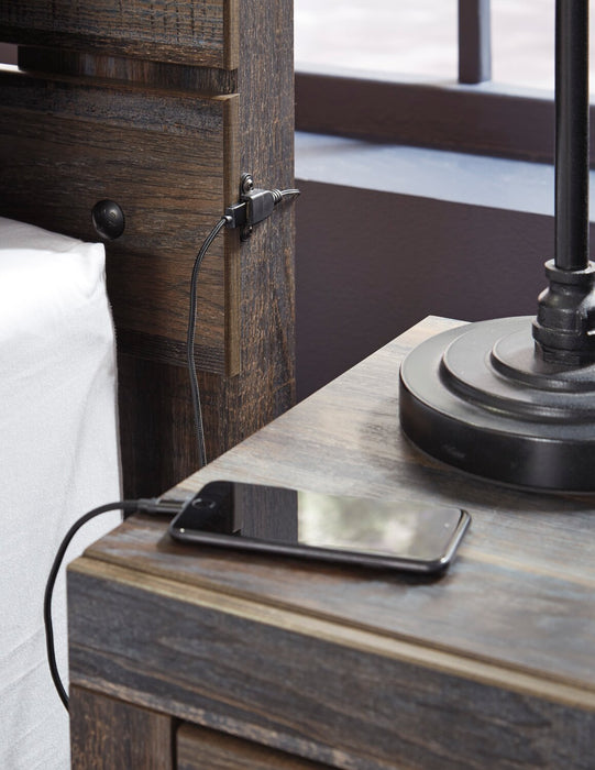 Abby Bedside 2-Drawer Nightstand with USB Port, 21.8\"W x 24.5\"H- Brown