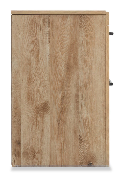 Derekson Bedside 2-Drawer Nightstand with USB Ports, 21.7\"W x 24.4\"H - Natural