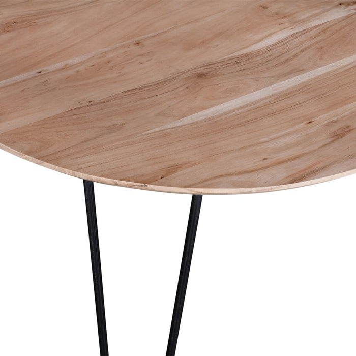 Miya Dining Table, Acacia Wood, Metal, 36\"W Round - Natural