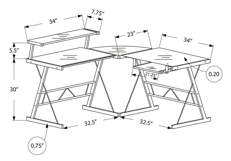 Elias 57\" L-Shaped Office Desk - Espresso