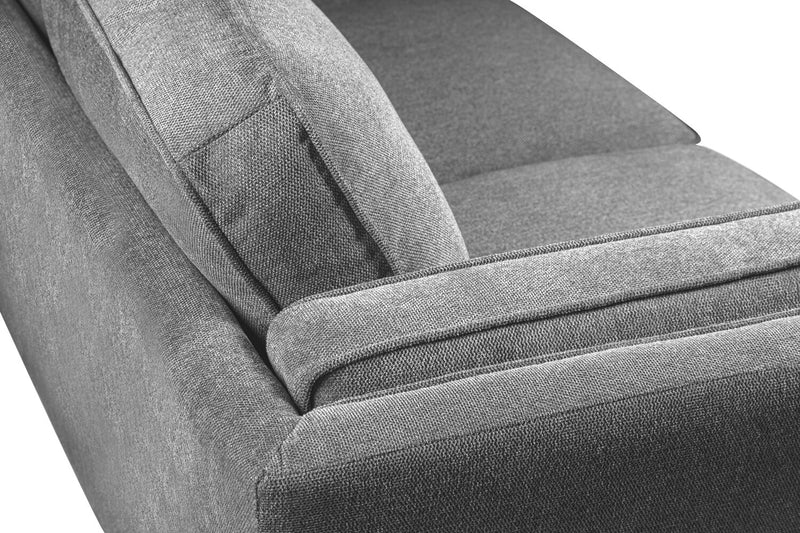 Kort & Co. Kassia 90.6\" Linen-Look Fabric Sofa with Wood Base and Legs - Grey