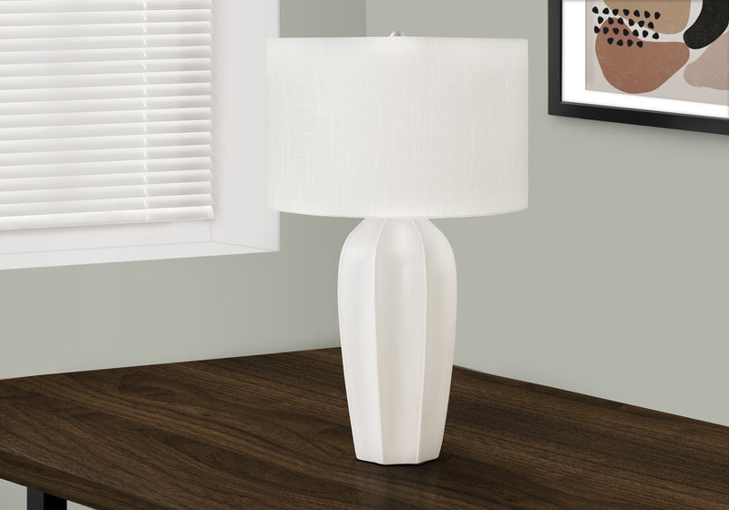 27\" Cream Ceramic Table Lamp with Ivory Shade