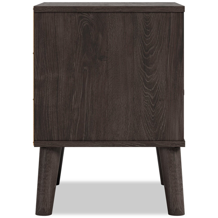 Wolf Bedside 1-Drawer Nightstand, 23.7\"W x 21.9\"H, Modern Mid-Century - Two-tone Brown & Natural