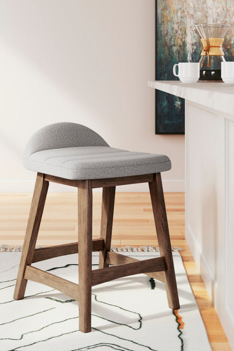 Jovi Counter-Height Stool with Linen-Look Fabric, Wood - Grey