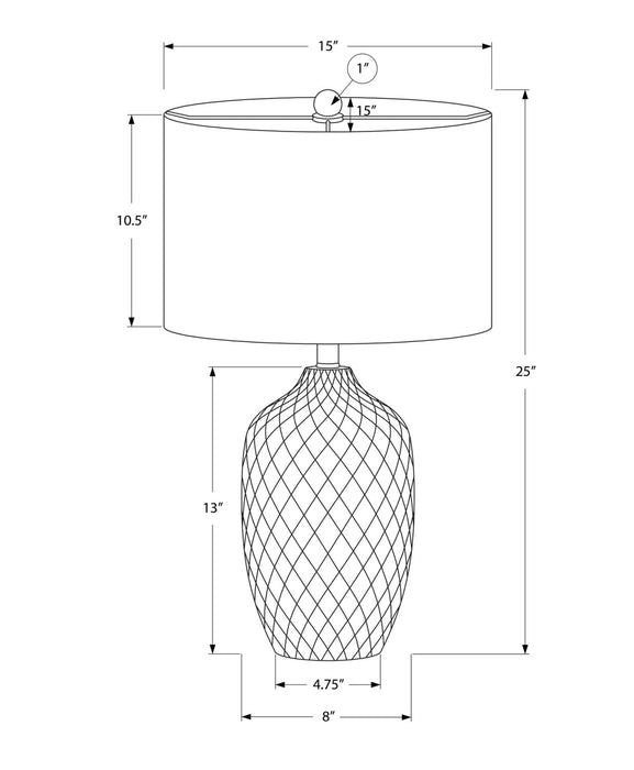 25\" Cream Textured Ceramic Table Lamp with Ginger Shade