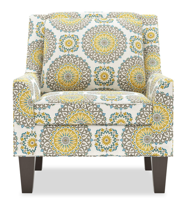 Made in Canada Sofa Lab Customizable Club  29\" Fabric Accent Chair with Wood Legs - Jade Multicolour
