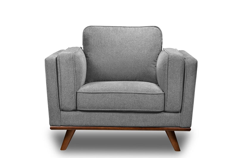 Kort & Co. Kassia 40.9\" Linen-Look Fabric Chair with Wood Base and Legs - Grey