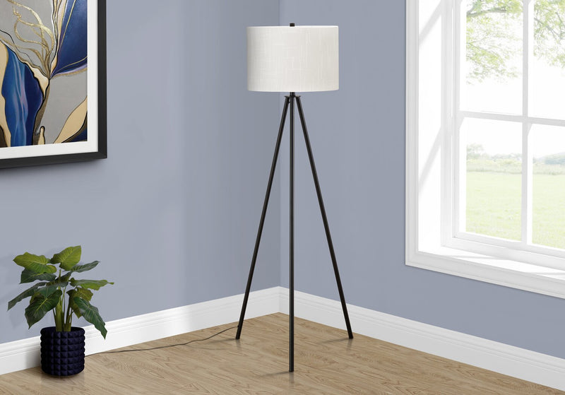 63\" Black Metal Tripod Floor Lamp