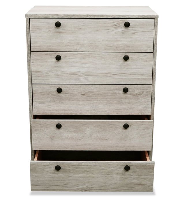 Hart Bedroom Chest of Drawers, 5-Drawer, 24.6\"W x 36.2\"H, Made in Canada - White