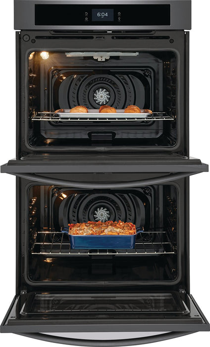 Frigidaire 30\" 5.3/5.3 Cu. Ft. Electric Double Wall Oven with Fan Convection - Black Stainless Steel - FCWD3027AD