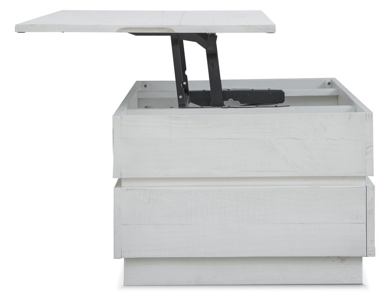 Emir 48\" Modern Lift Top Coffee Table with Storage - Alabaster White Wood