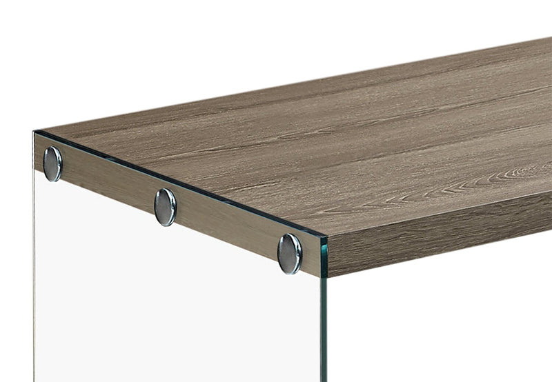 Aria 44\" Modern Coffee Table - Grey-Brown with Glass Base