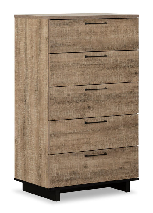 Everley Bedroom Chest of Drawers, 5-Drawer, 29\"W x 49\"H- Brown