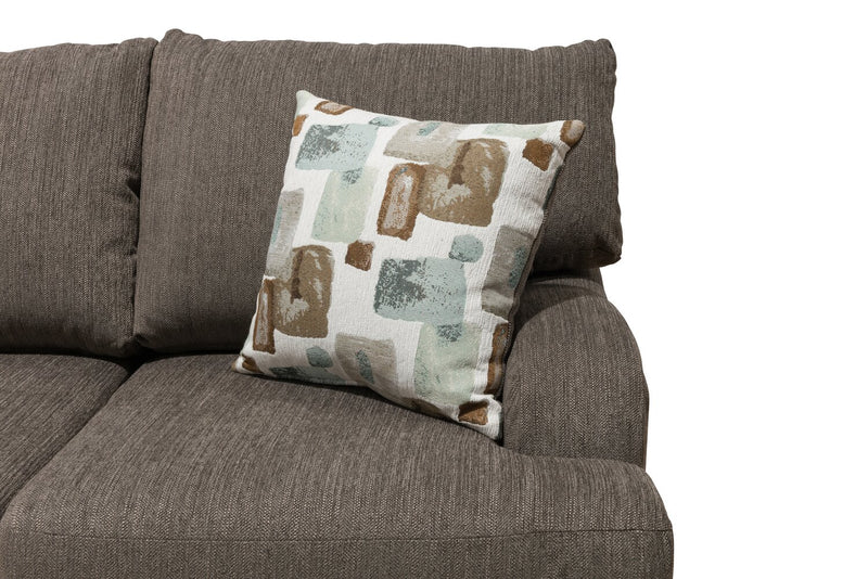 Made in Canada Nofia 3-Piece Left-Facing Chenille Fabric Sectional with  Accent Pillows and Wood Legs - Charcoal Grey