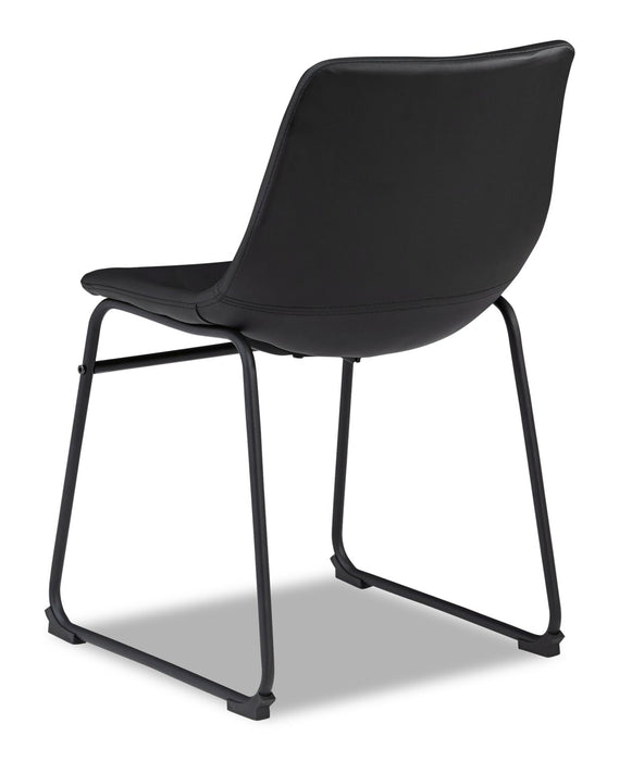 Cole Dining Chair with Vegan Leather Fabric, Metal - Black