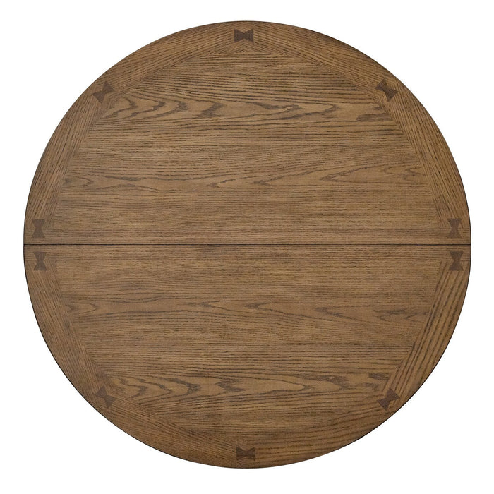 Dena Counter-Height Dining Table with 42-60\"W Extension, Round  - Oak Brown