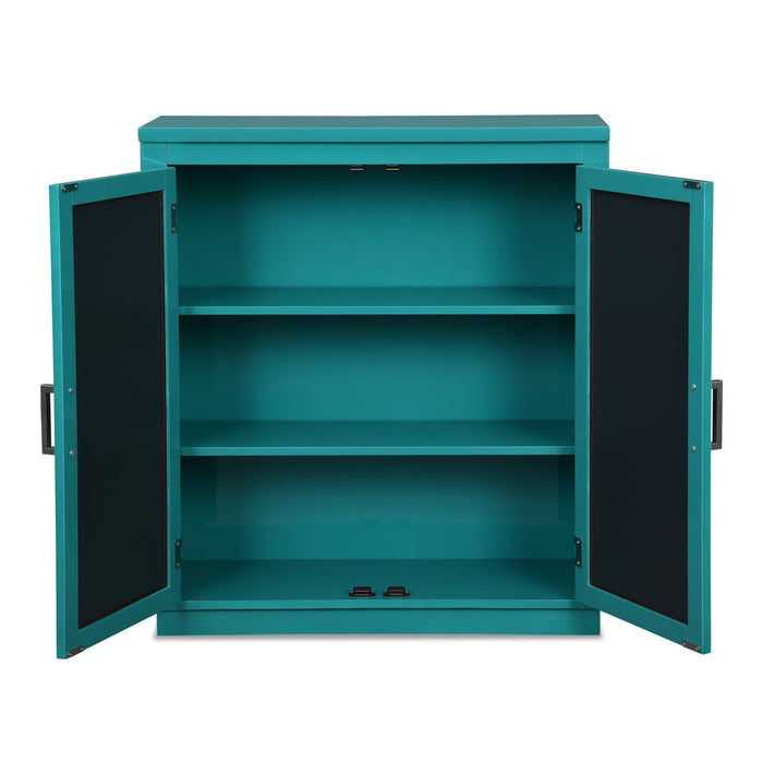 Darci 31.5\" Accent Cabinet with Mirrored Doors - Blue
